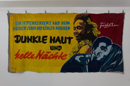 1960s German Hand Painted Cinema Banner - Dunkle Haut und helle Năchte