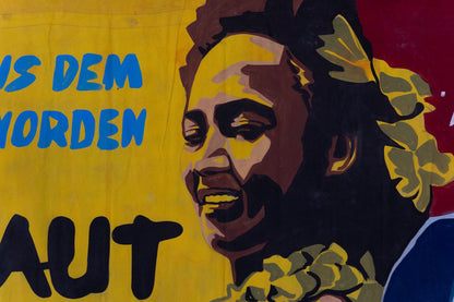 1960s German Hand Painted Cinema Banner - Dunkle Haut und helle Năchte