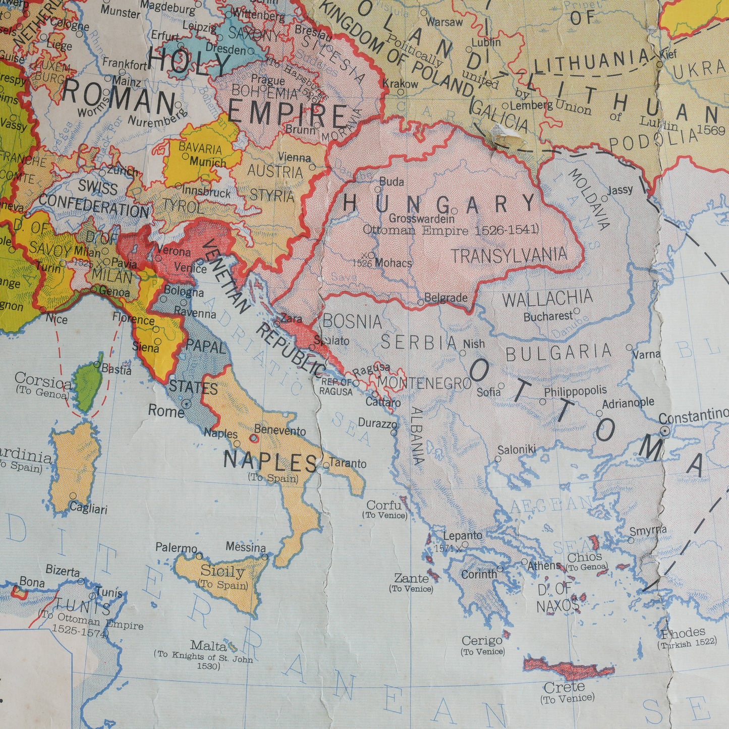 Map of Europe at the time of Charles V