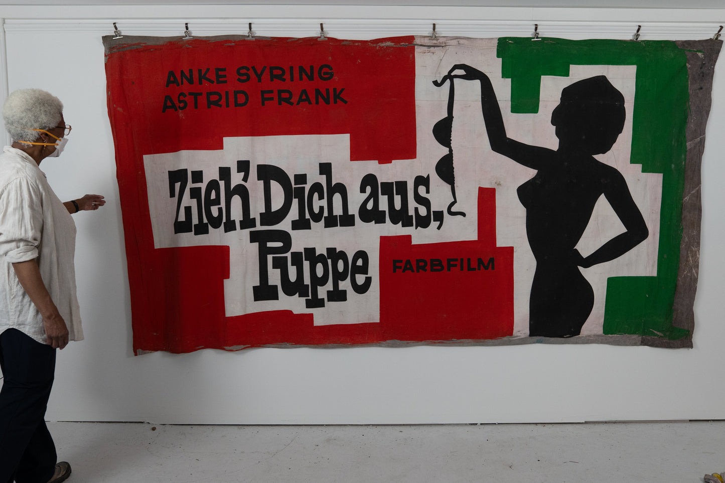 1960s German Hand Painted Cinema Banner - Zieh’ Dich aus, Puppe