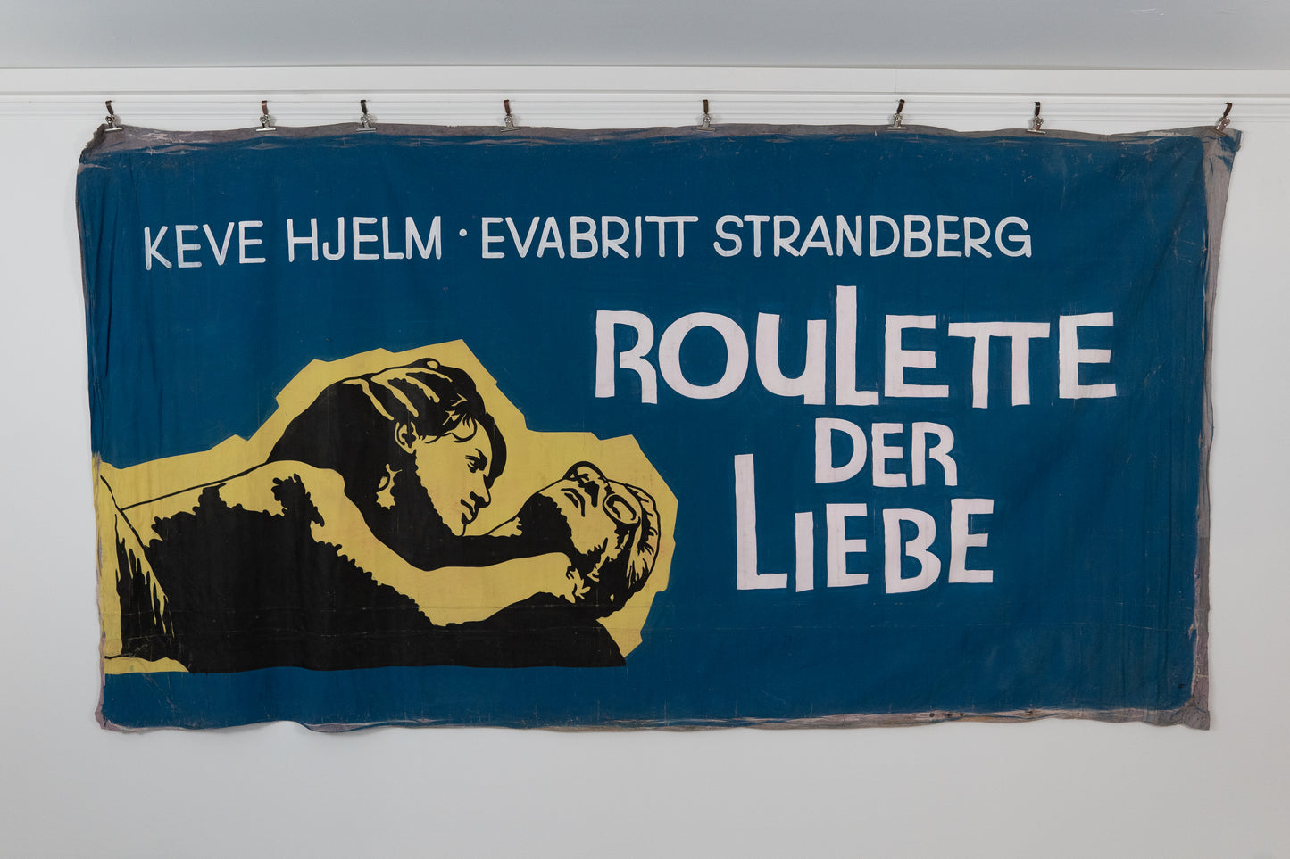 1960s German Hand Painted Cinema Banner - Roulette der Liebe