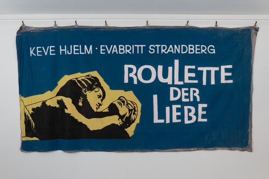 1960s German Hand Painted Cinema Banner - Roulette der Liebe