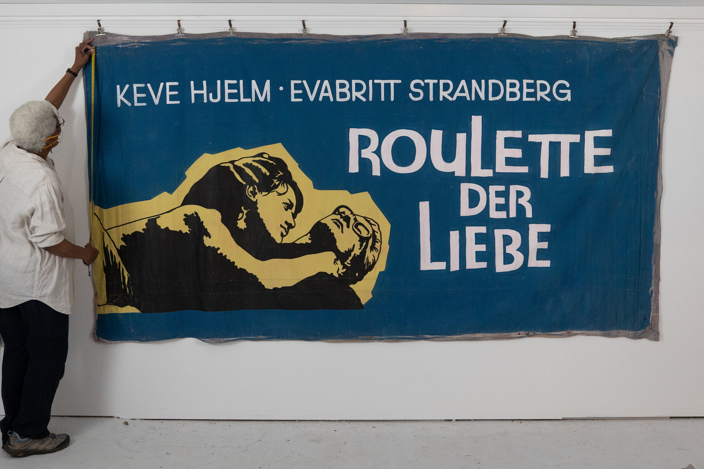 1960s German Hand Painted Cinema Banner - Roulette der Liebe