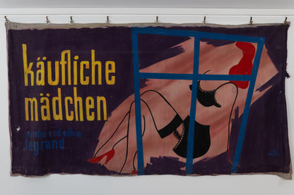 1960s German Hand Painted Cinema Banner - käufliche mädchen