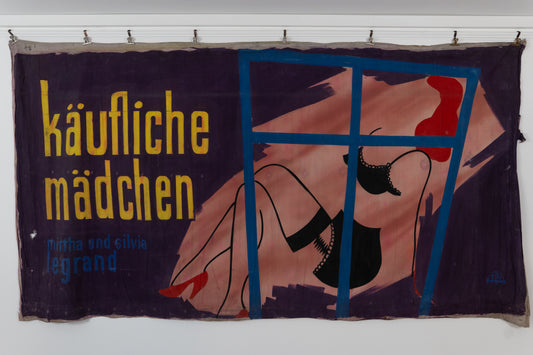 1960s German Hand Painted Cinema Banner - käufliche mädchen