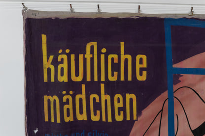 1960s German Hand Painted Cinema Banner - käufliche mädchen