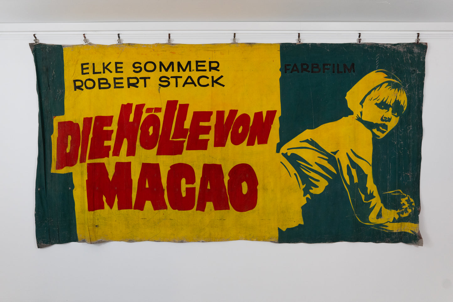 1960s German Hand Painted Cinema Banner - Die Hölle von Macao