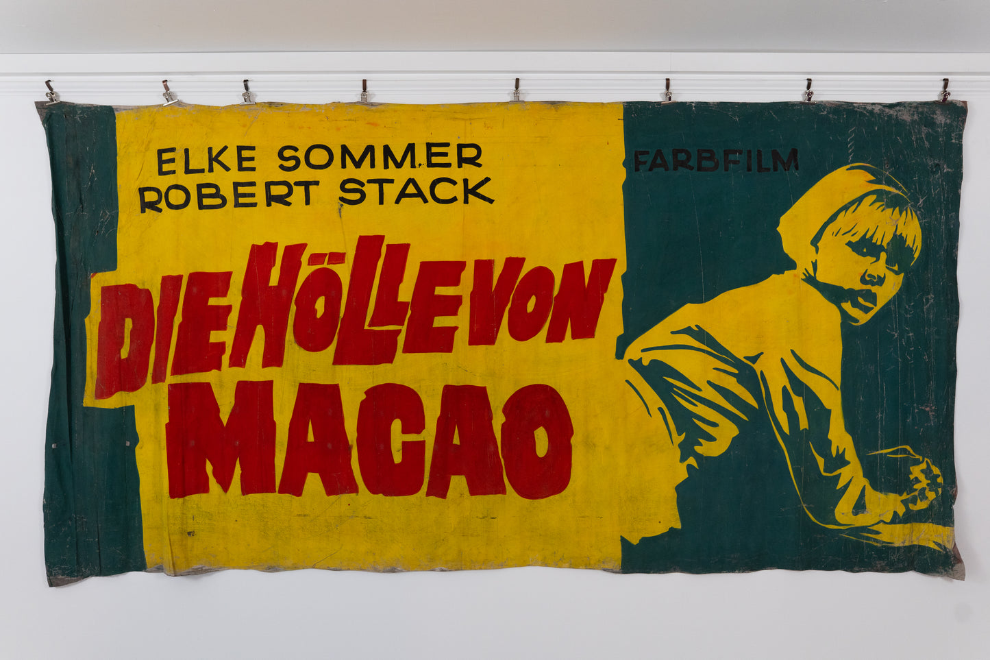 1960s German Hand Painted Cinema Banner - Die Hölle von Macao