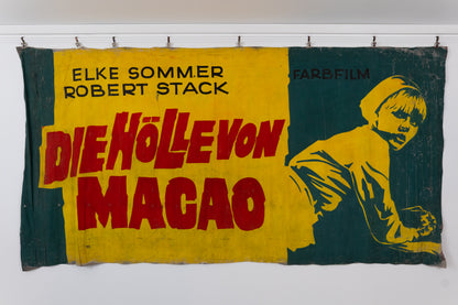 1960s German Hand Painted Cinema Banner - Die Hölle von Macao