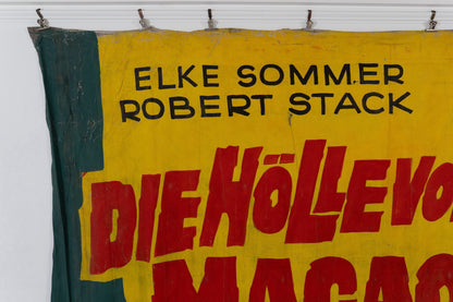 1960s German Hand Painted Cinema Banner - Die Hölle von Macao