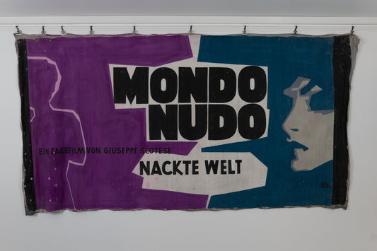 1960s German Hand Painted Cinema Banner - Mondo Nudo - Nackte Welt