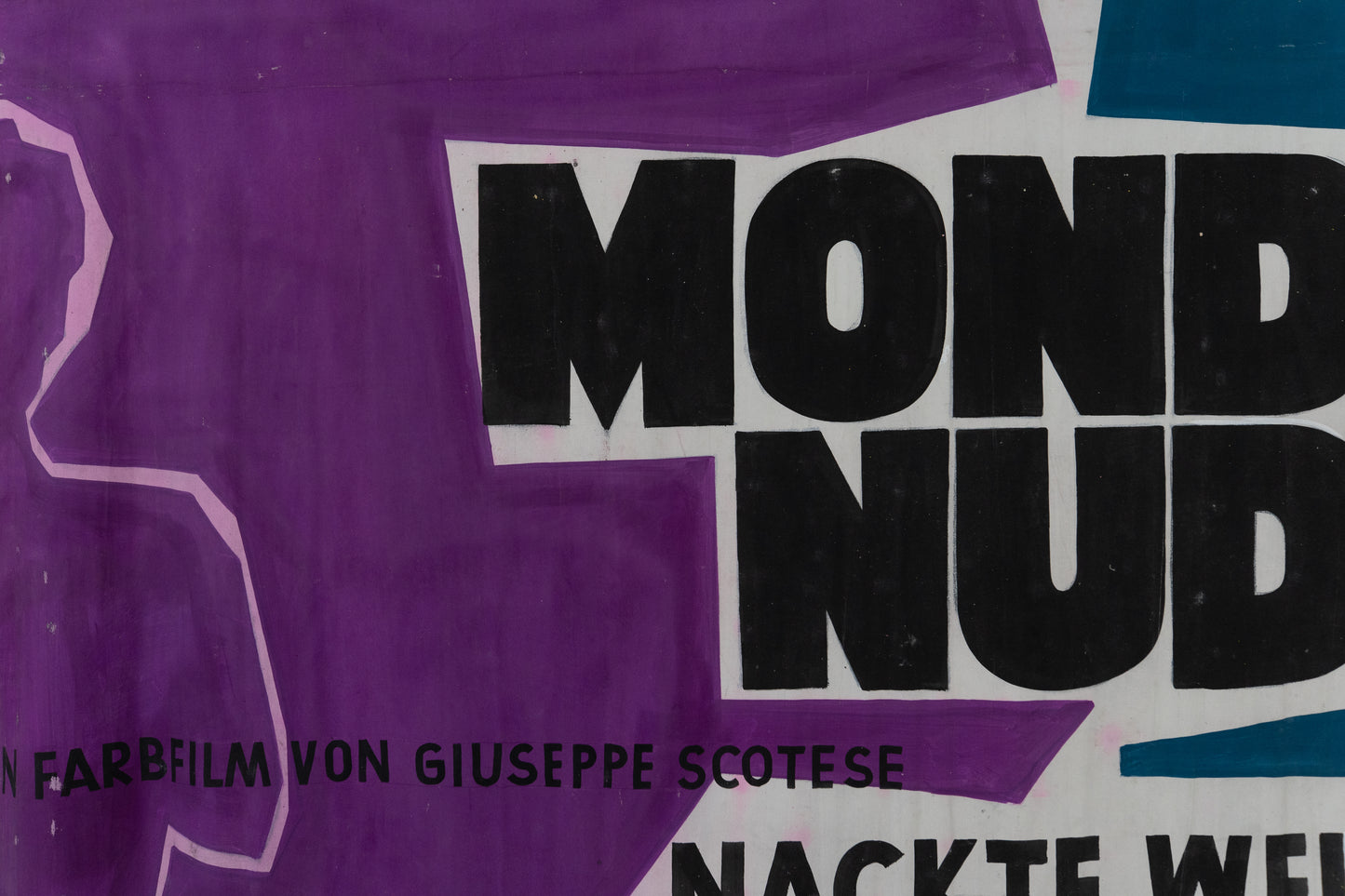 1960s German Hand Painted Cinema Banner - Mondo Nudo - Nackte Welt