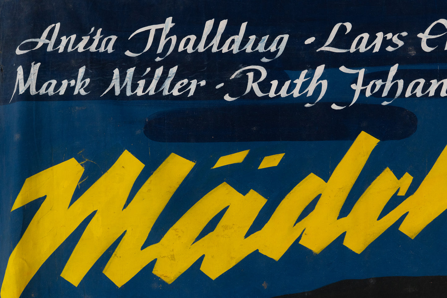 1960s German Hand Painted Cinema Banner - Mädchen in Nordischer Nacht