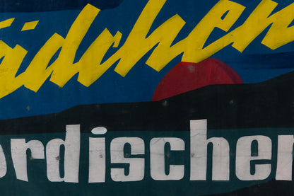 1960s German Hand Painted Cinema Banner - Mädchen in Nordischer Nacht