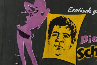 1960s German Hand Painted Cinema Banner - Die Swedische Jungfrau