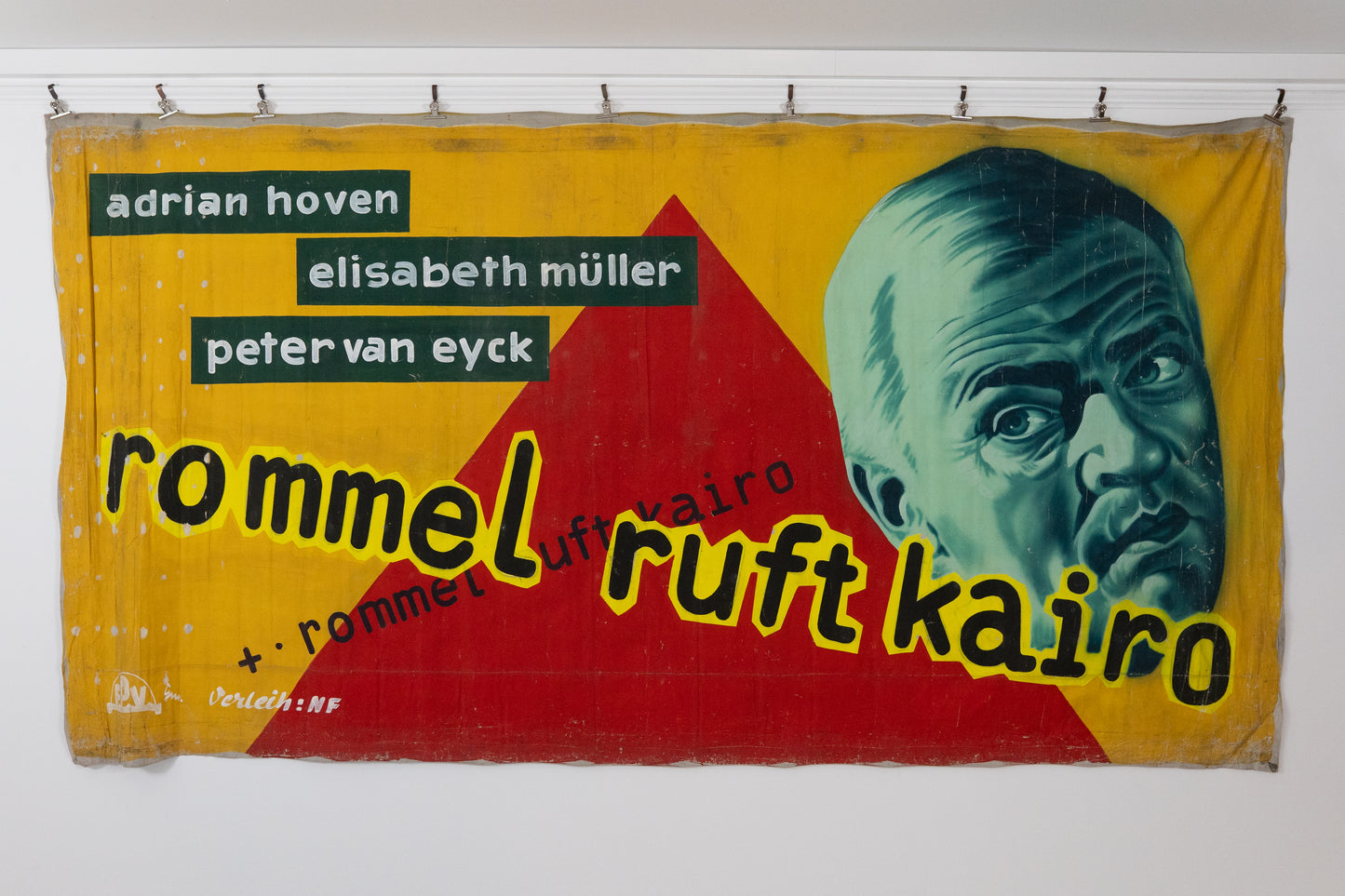 1960s German Hand Painted Cinema Banner - Rommel Ruft Kairo