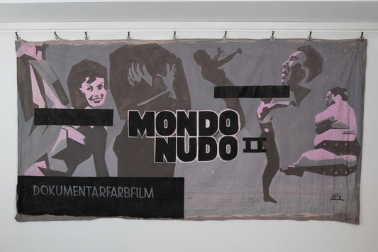 1960s German Hand Painted Cinema Banner - Mondo Nudo II