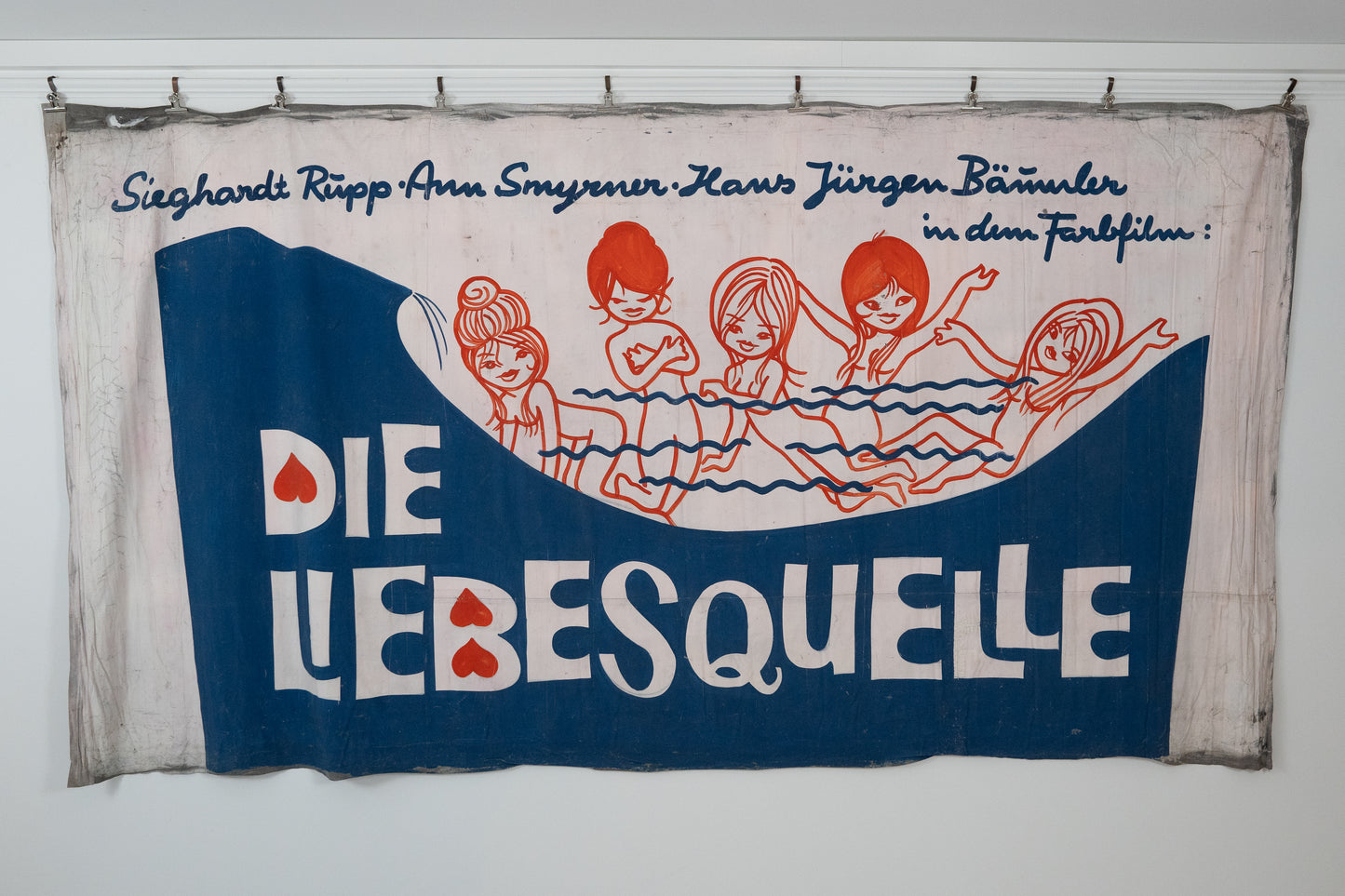 1960s German Hand Painted Cinema Banner - Die Liebesquelle