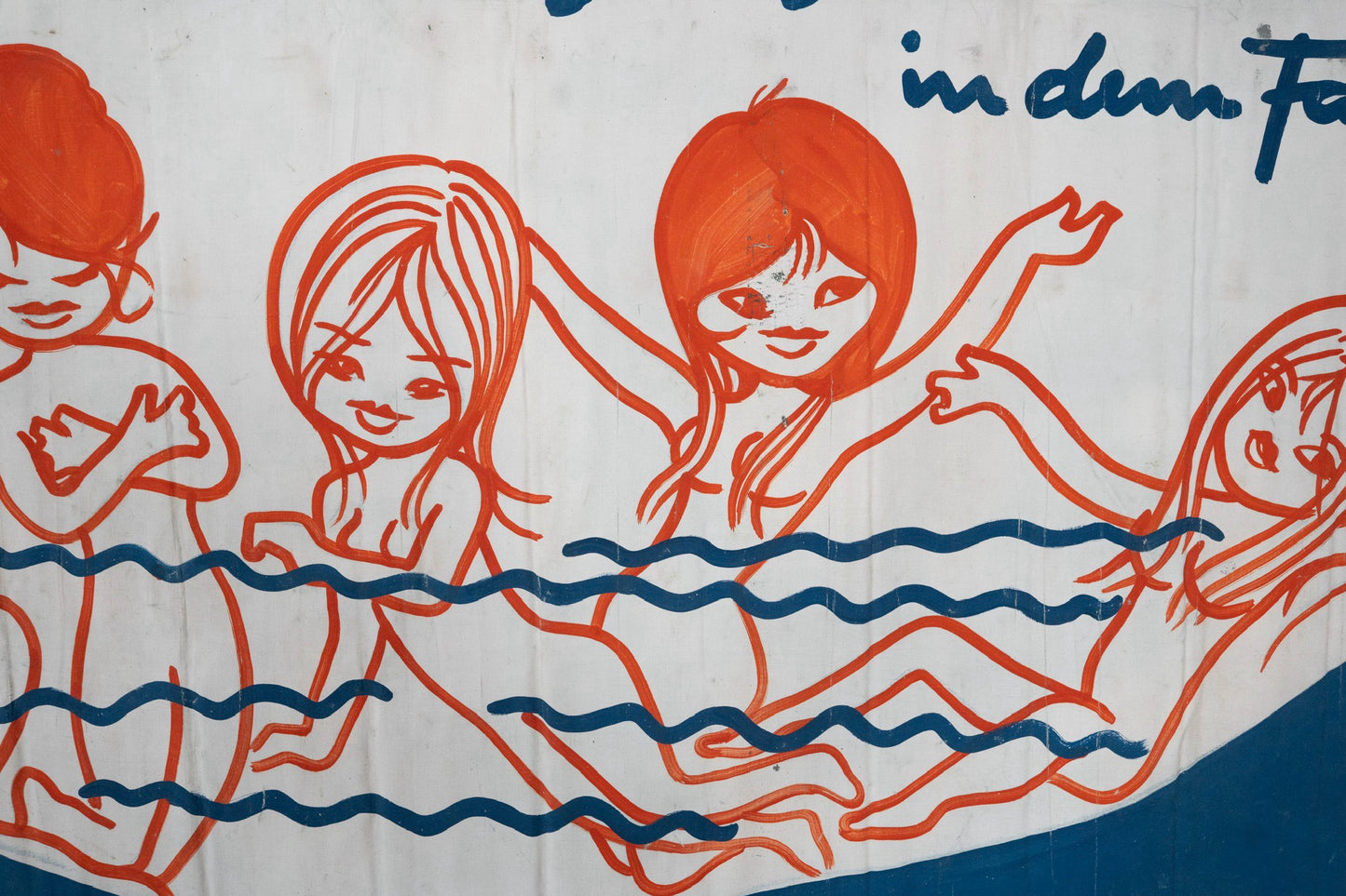 1960s German Hand Painted Cinema Banner - Die Liebesquelle