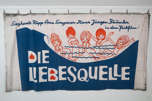 1960s German Hand Painted Cinema Banner - Die Liebesquelle