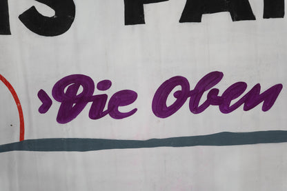1960s German Hand Painted Cinema Banner - Flucht ins Paradies (Die Oben Ohne Story)