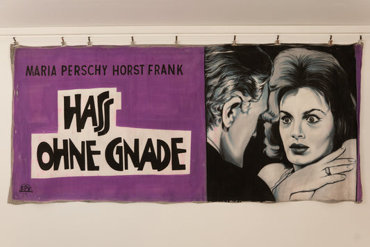 1960s German Hand Painted Cinema Banner - Hass Ohne Gnade