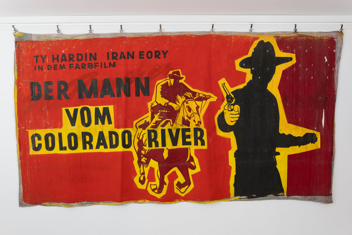 1960s German Hand Painted Cinema Banner - Der Mann vom Colorado River