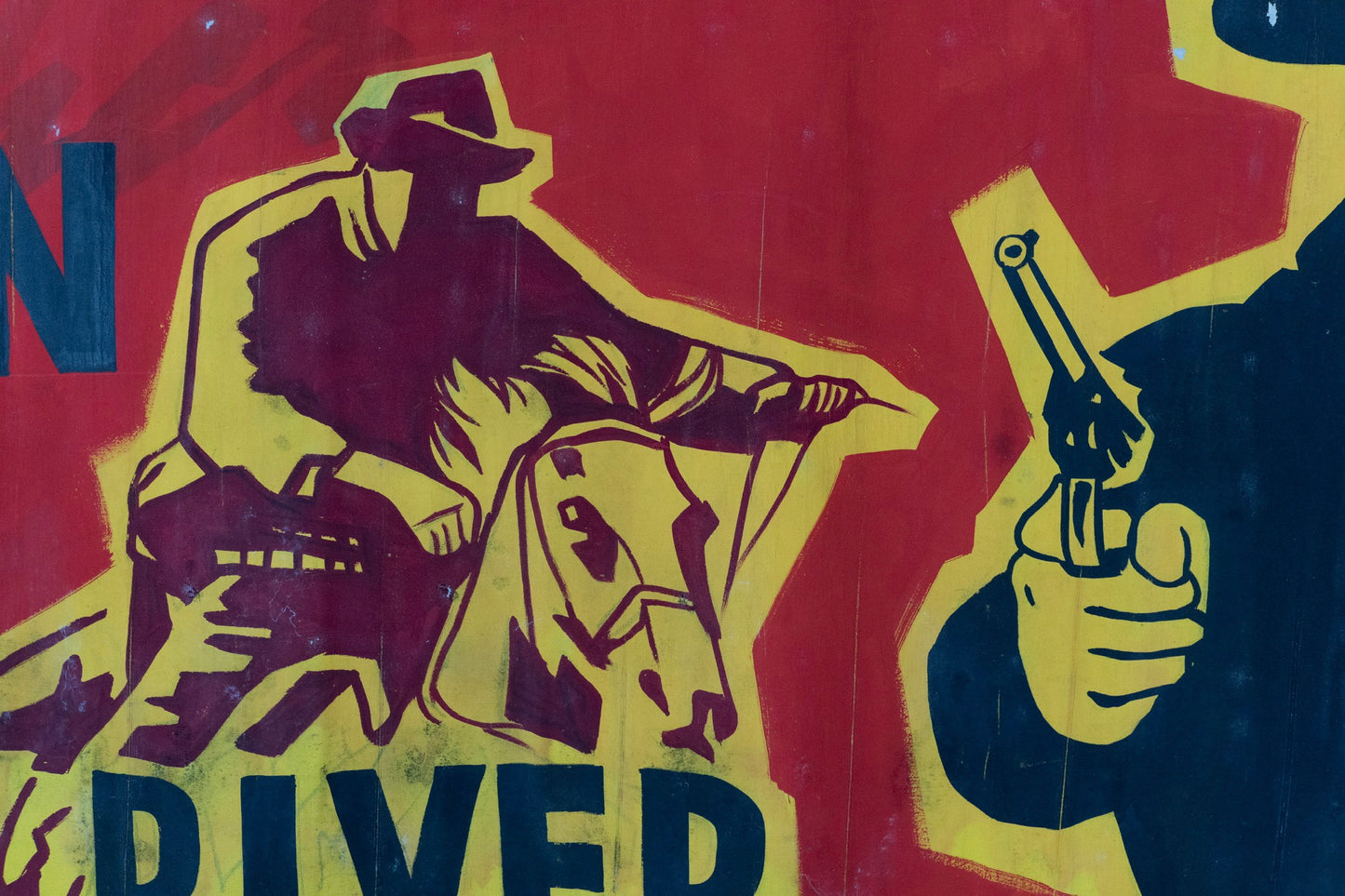1960s German Hand Painted Cinema Banner - Der Mann vom Colorado River