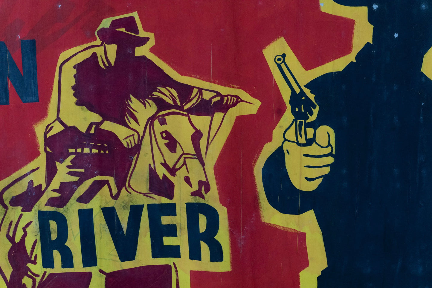 1960s German Hand Painted Cinema Banner - Der Mann vom Colorado River