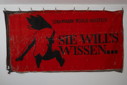 1960s German Hand Painted Cinema Banner - Sie Will’s Wissen. . .