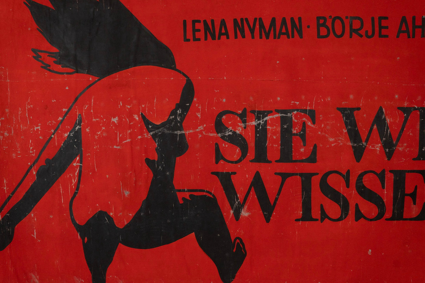 1960s German Hand Painted Cinema Banner - Sie Will’s Wissen. . .
