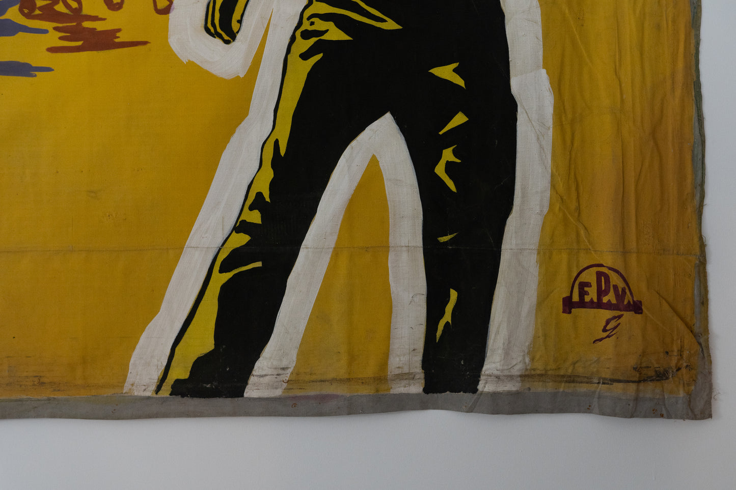 1960s German Hand Painted Cinema Banner - Keine Gnade für Tom Dooley