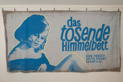 1960s German Hand Painted Cinema Banner - Das Tosende Himmelbett