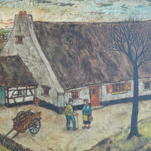 Thatched Cottage with Figures / W. Duyn, (1973)