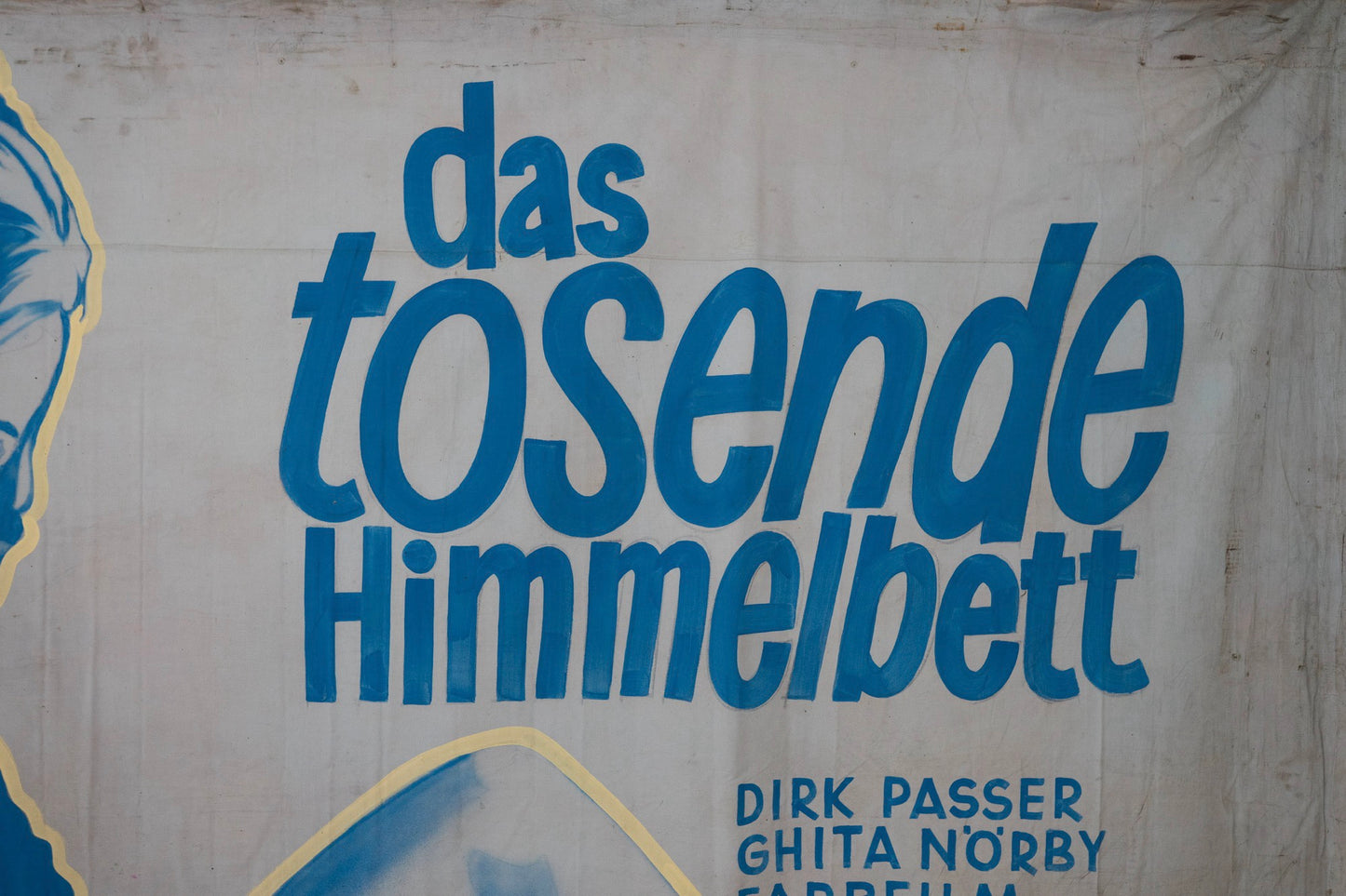 1960s German Hand Painted Cinema Banner - Das Tosende Himmelbett