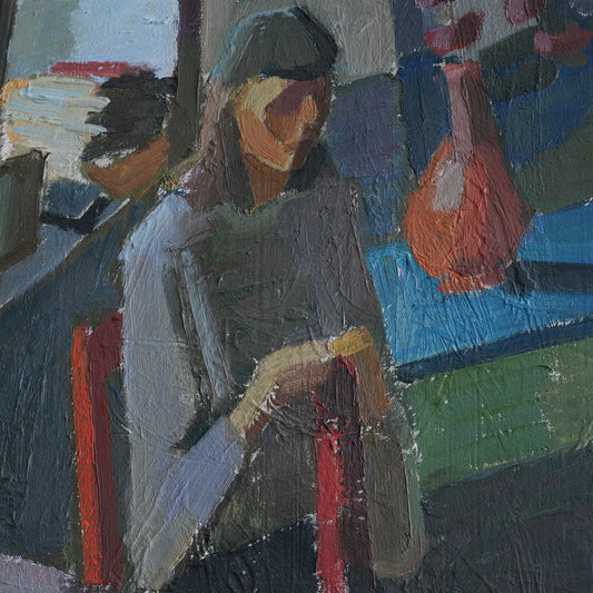 Woman with Red Yarn, Dutch School, (1976)