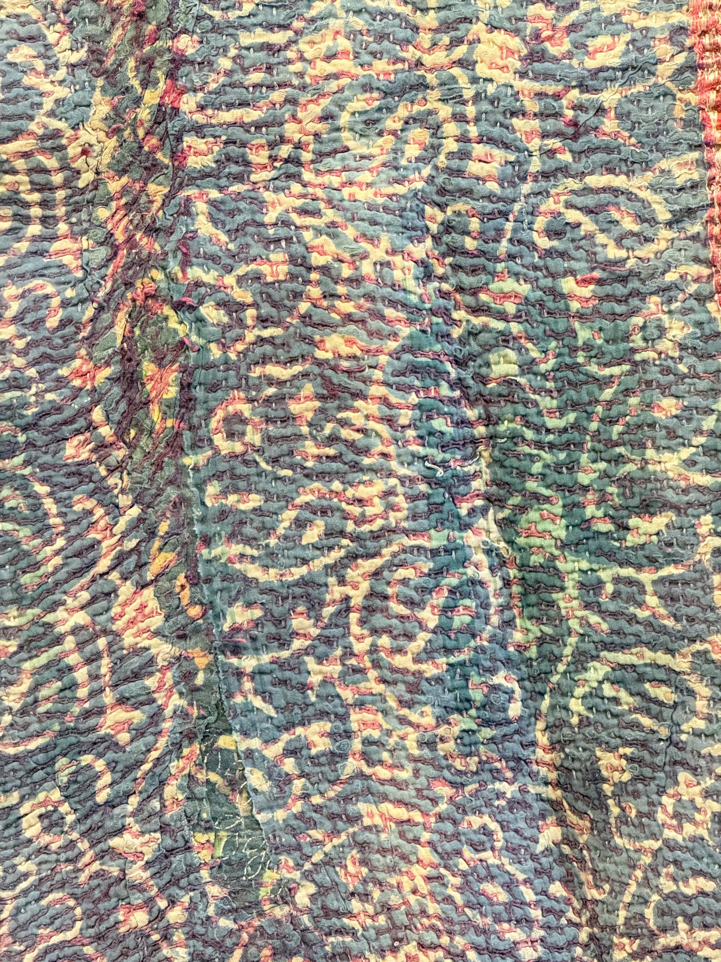 A Finestitch Indigo Kantha Quilt with Indigo over-print.