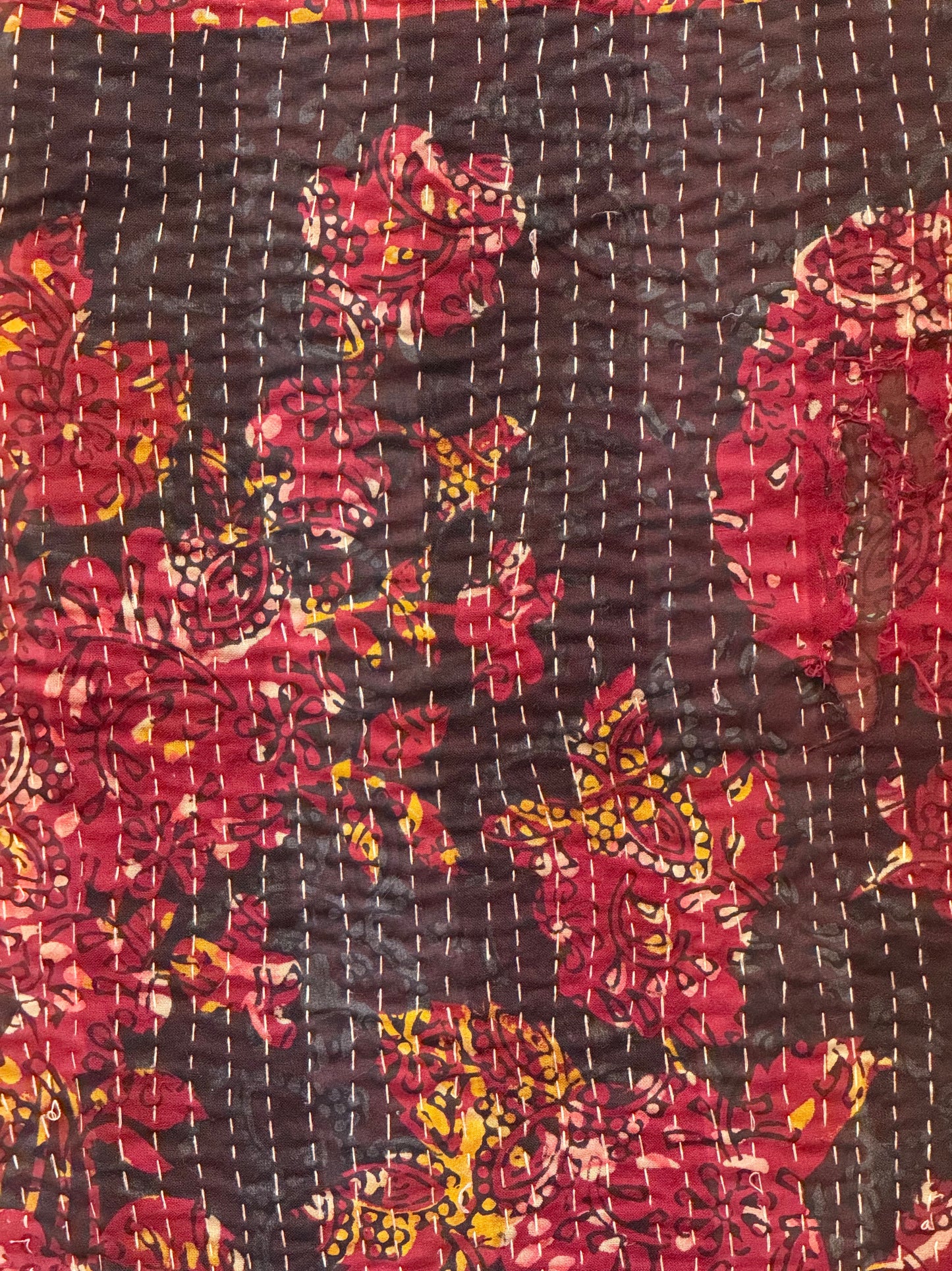 A Finestitch Kantha Quilt with Bagru over-print