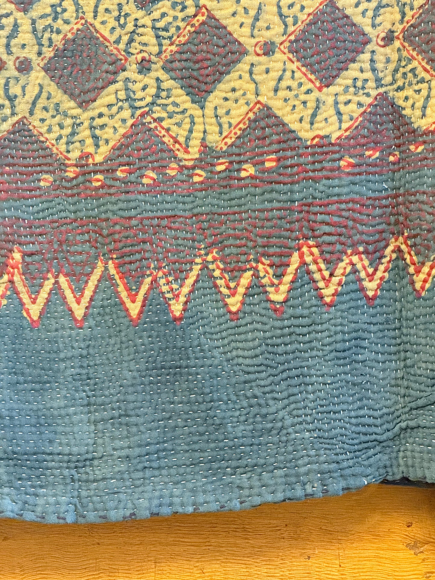 A Finestitch Indigo Kantha Quilt with Indigo over-print.
