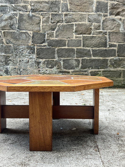 1970’s Teak & Slate Octagonal Coffee Table