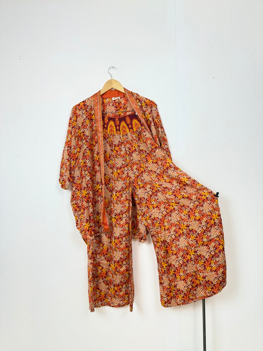Vintage Saree Silk Trousers & Shirt Co-ordinated Set