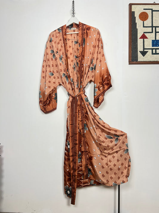 Vintage Saree Silk Kimono / Duster - Long - Wider Unisex Fit
