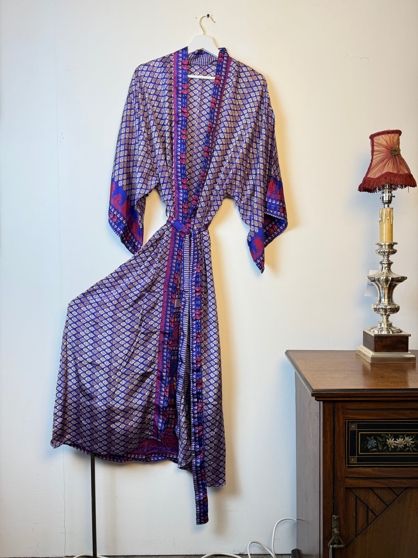 Vintage Saree Silk Kimono / Duster - Long