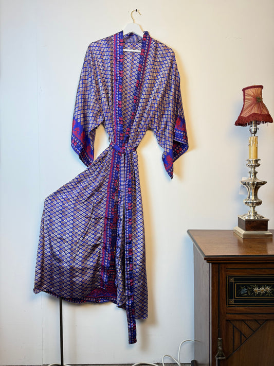 Vintage Saree Silk Kimono / Duster - Long