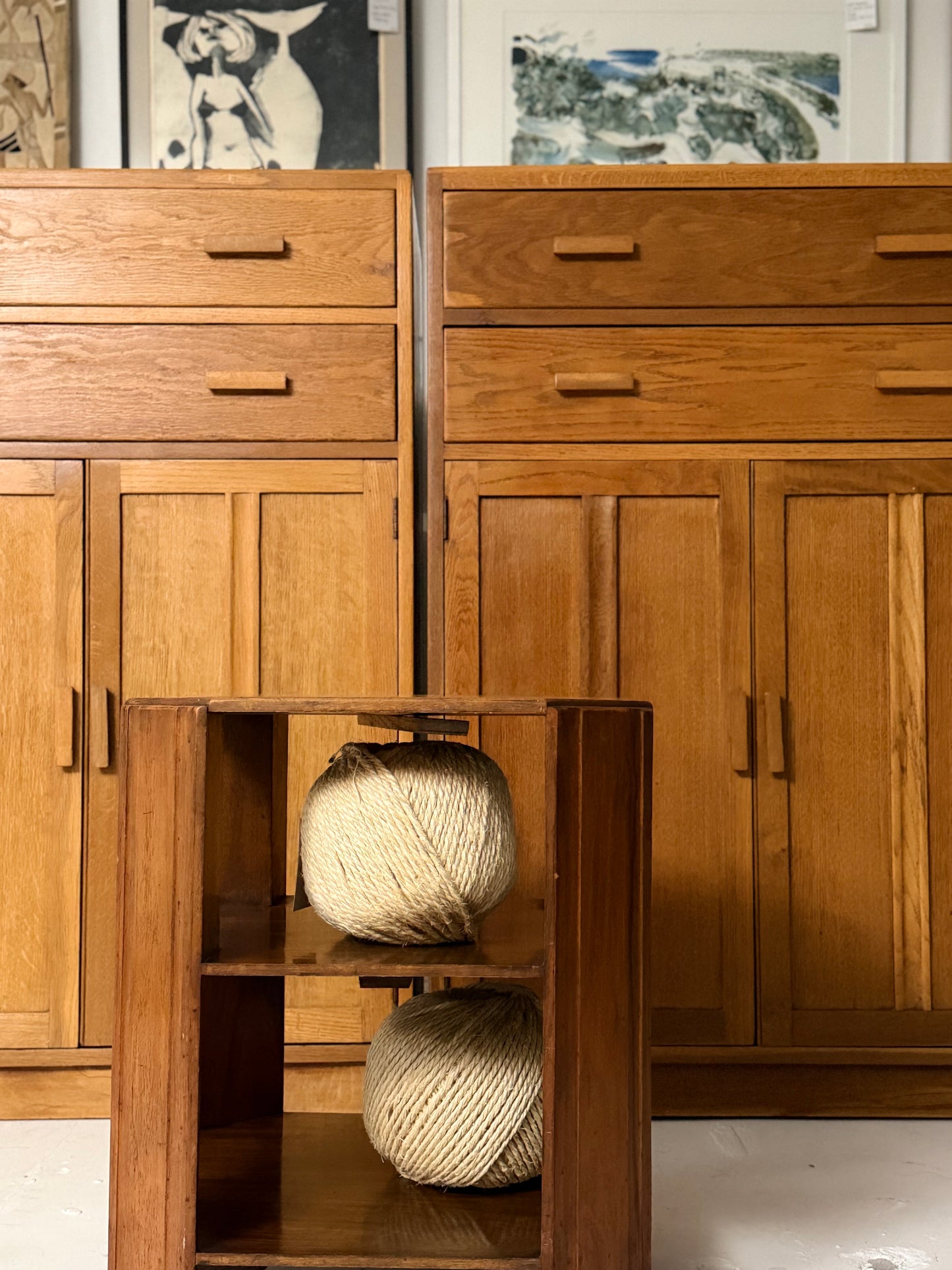 Two Tier Art Deco Side Table on Wheels