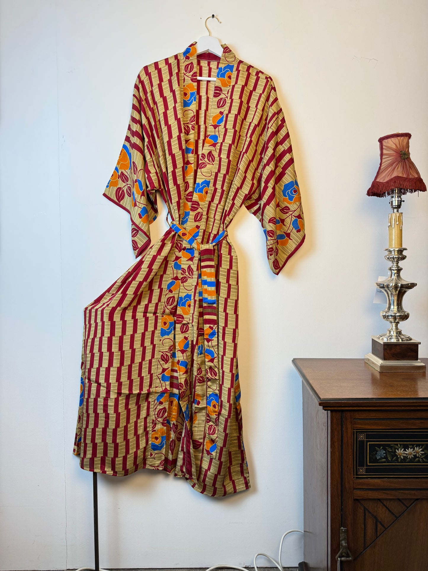 Vintage Saree Silk Kimono / Duster - Long