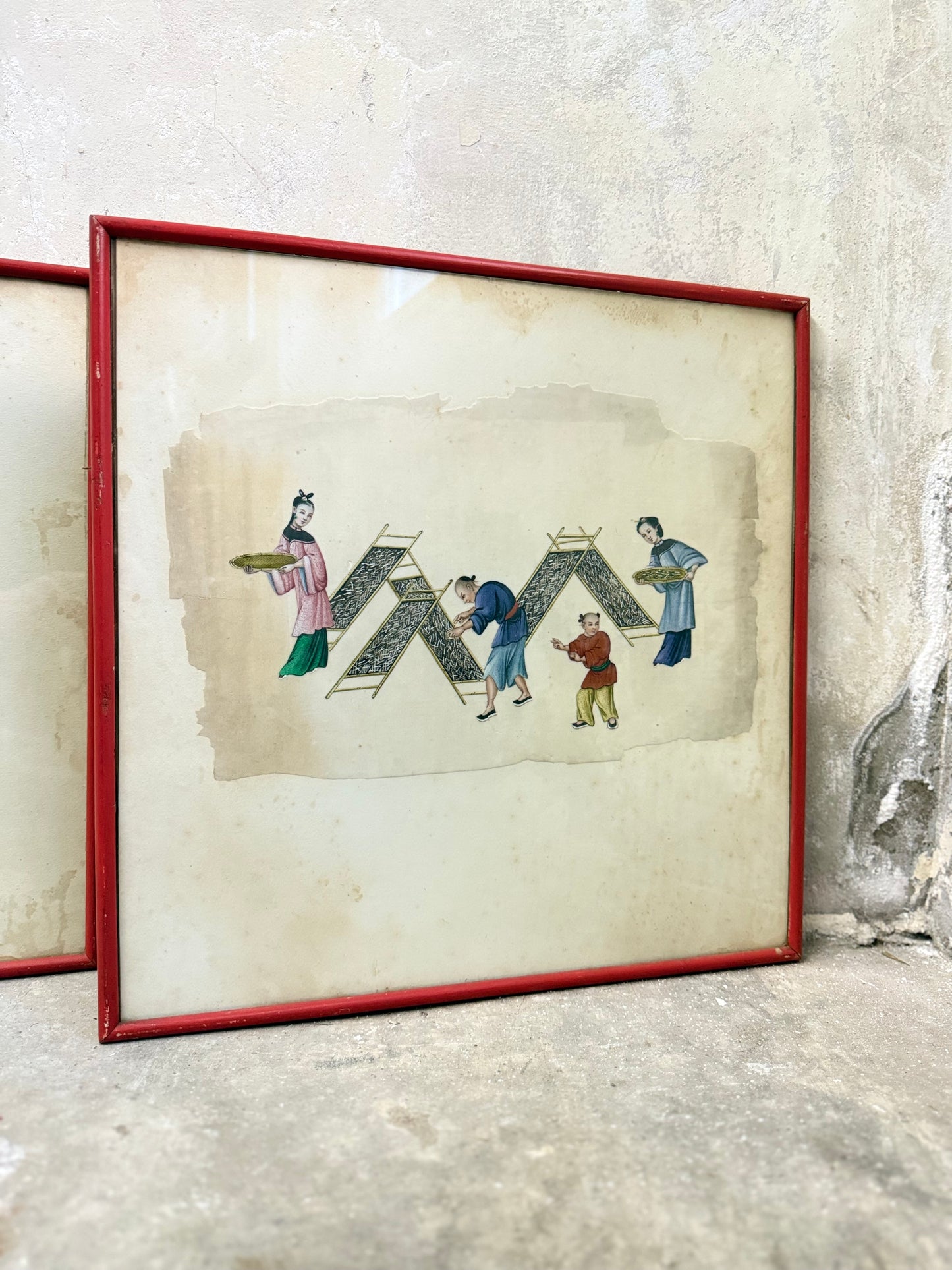 A pair of 19thC Chinese Watercolours on Pith