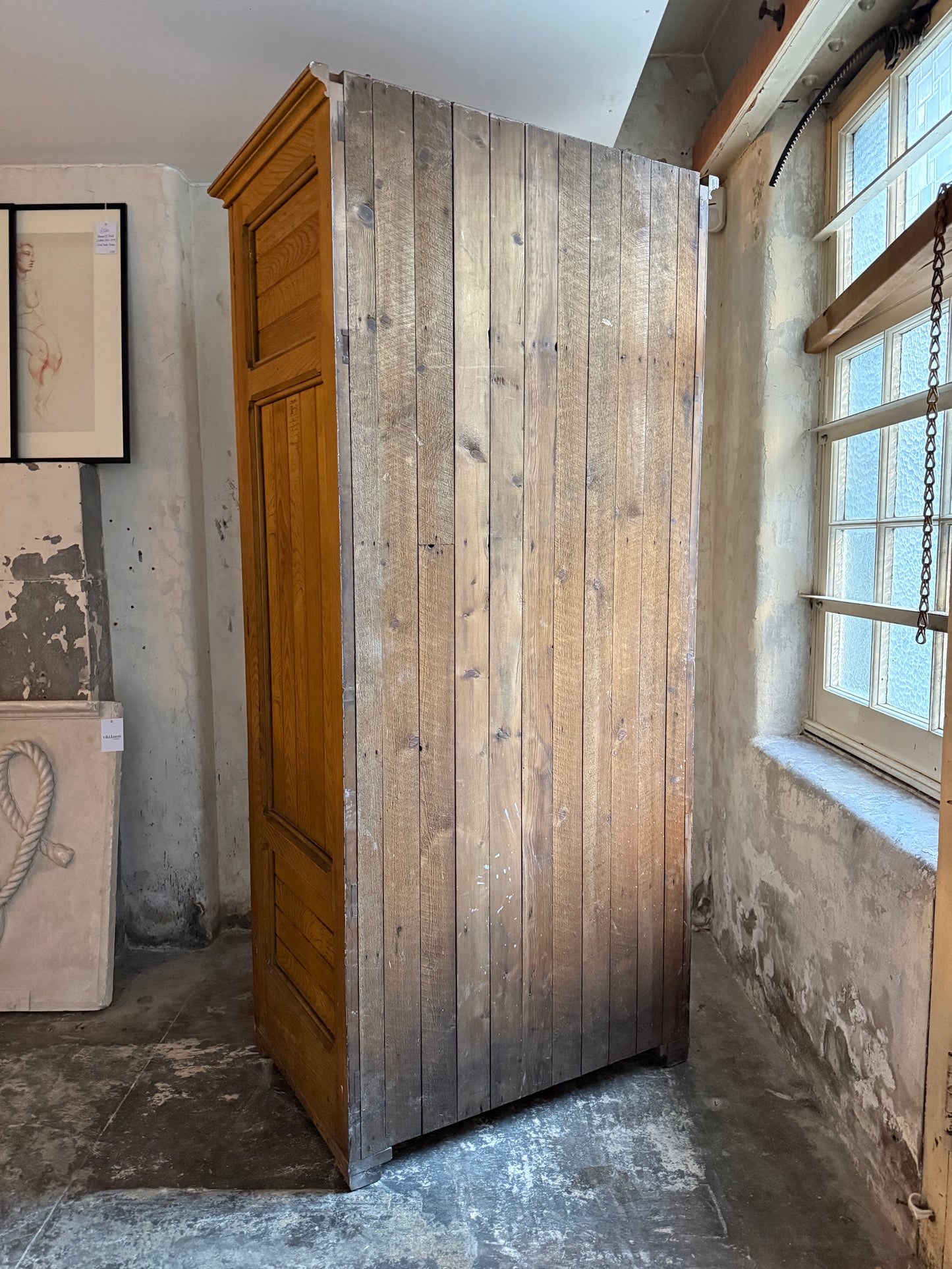 A 19thC Scottish Faux Oak Painted School Housekeepers Cupboard