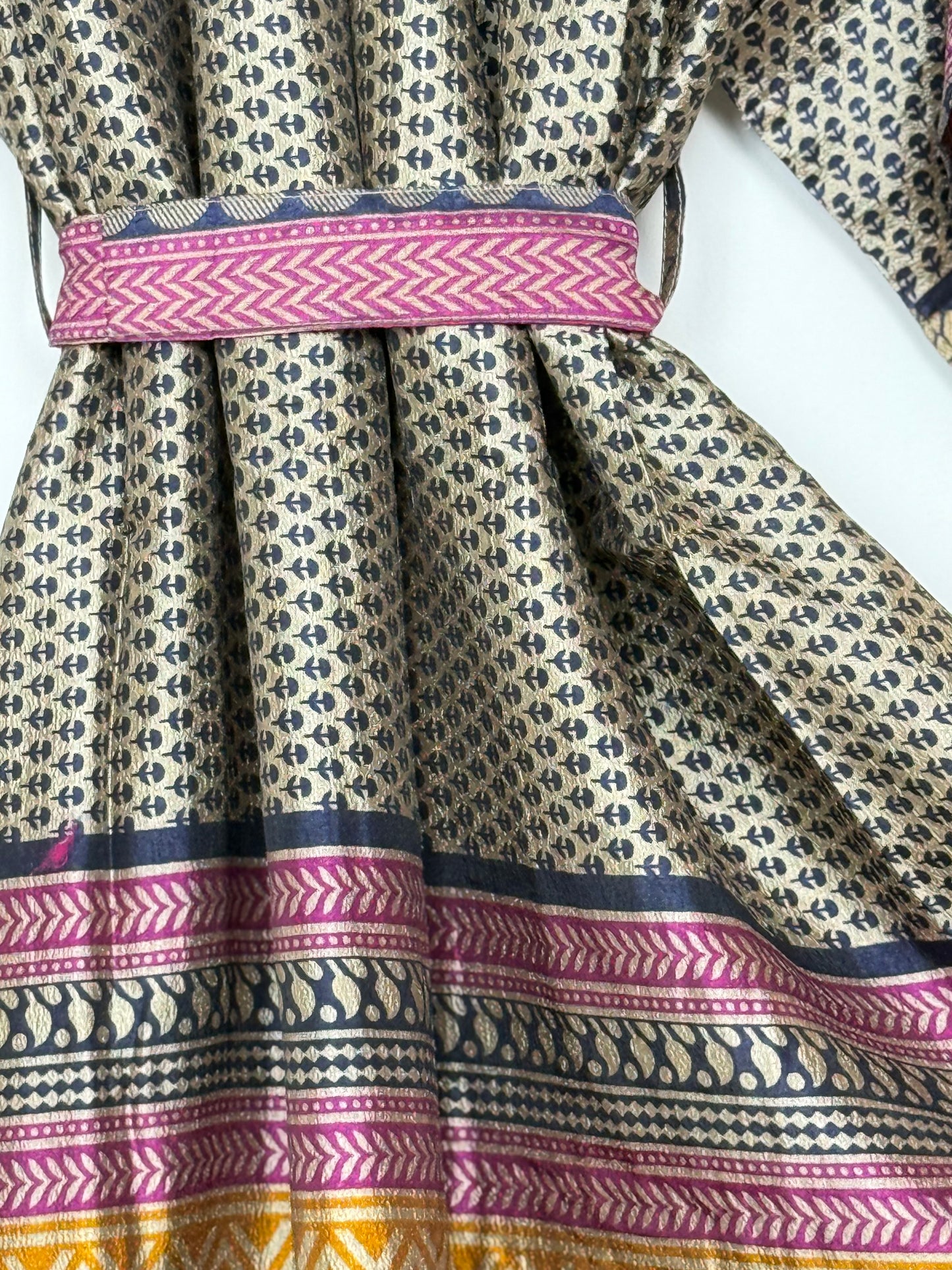 Vintage Saree Silk Kimono / Duster - Long