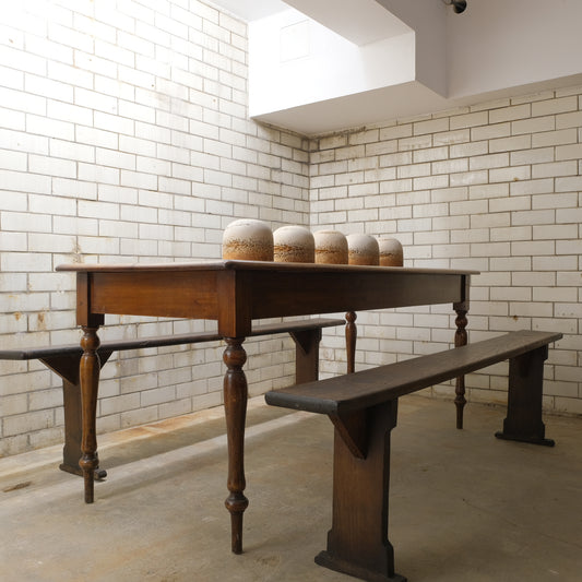 Pair French Fruitwood Farm Benches